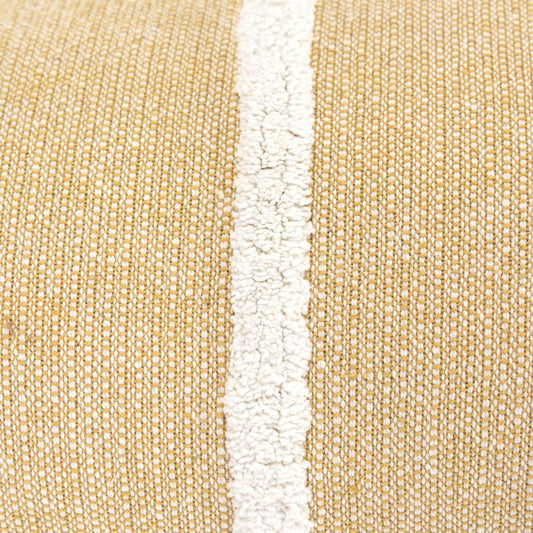 14" X 14" Yellow and White Cotton Pillow With Tassels Edges
