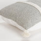 14" X 26" Gray And White Lumbar Weave Cotton Throw Pillow with Tassels