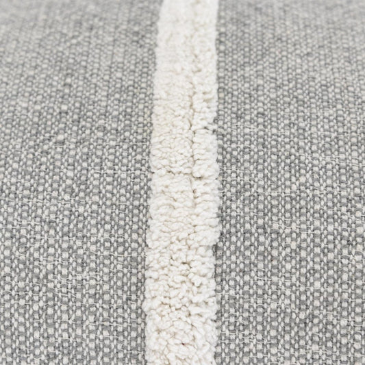 14" X 26" Gray And White Lumbar Weave Cotton Throw Pillow with Tassels