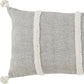 14" X 26" Gray And White Lumbar Weave Cotton Throw Pillow with Tassels