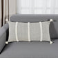 14" X 26" Gray And White Lumbar Weave Cotton Throw Pillow with Tassels