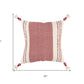 20" Red and White Color Block Cotton Throw Pillow With Tassels