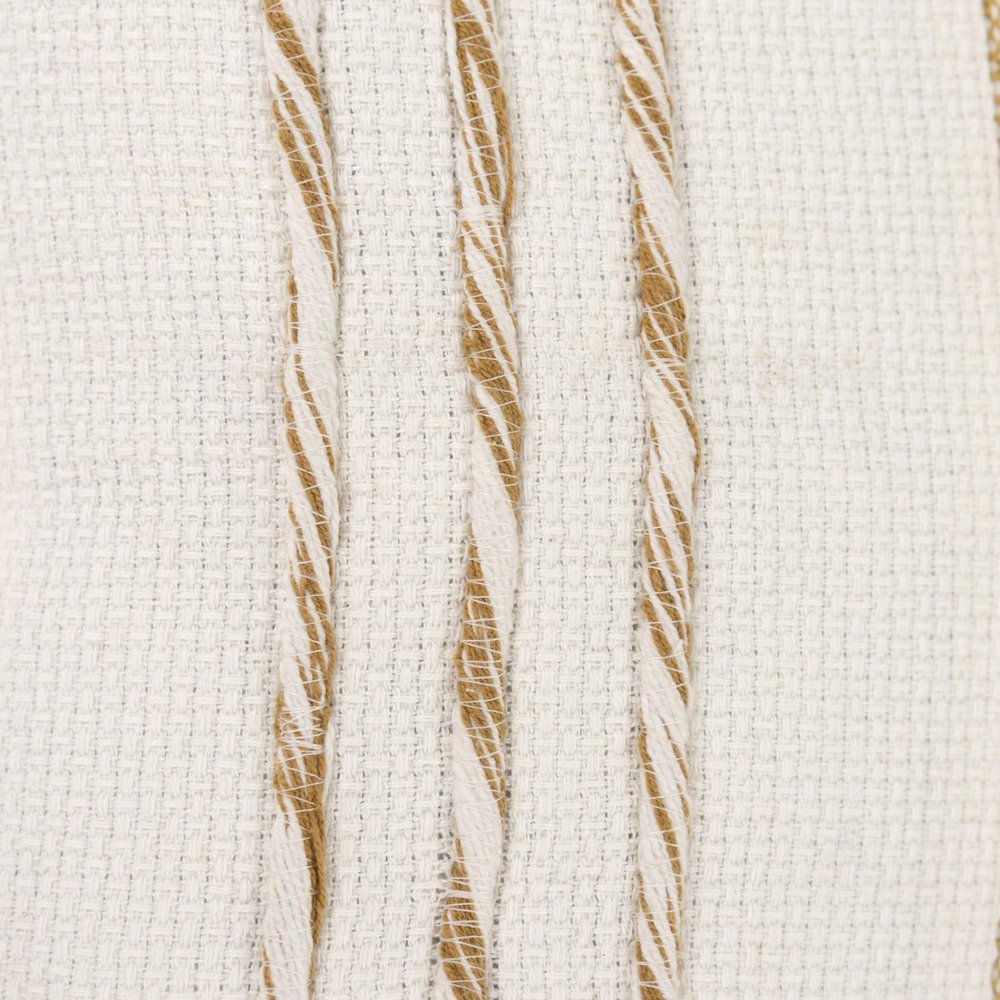 20" Yellow and White Color Block Cotton Throw Pillow With Tassels