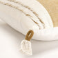 20" Yellow and White Color Block Cotton Throw Pillow With Tassels