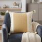 20" Yellow and White Color Block Cotton Throw Pillow With Tassels