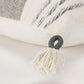 20" Gray and White Color Block Cotton Throw Pillow With Tassels