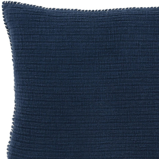 22" Navy Blue Striped Cotton Throw Pillow