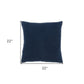 22" Navy Blue Striped Cotton Throw Pillow