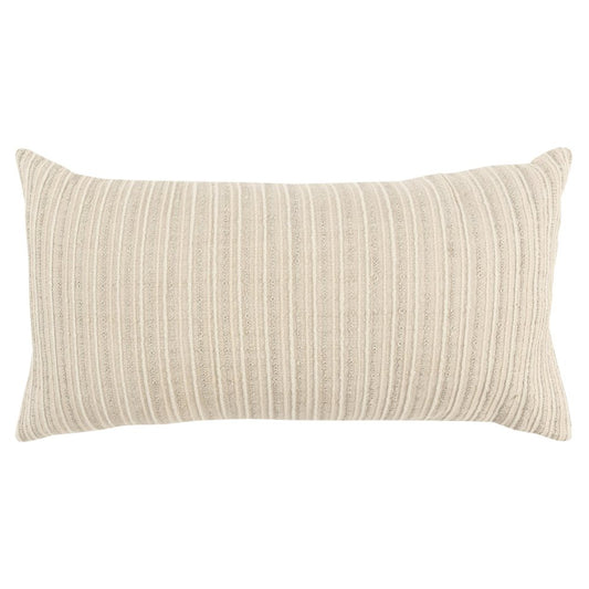 14" X 26" Natural Lumbar Striped Cotton Blend Throw Pillow
