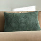 14" X 26" Green Cotton Lumbar Throw Pillow With Texture