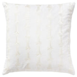 20" White Cotton Throw Pillow With Embroidery