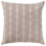 20" Pink and White Cotton Throw Pillow With Embroidery