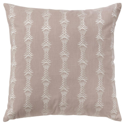 20" Pink and White Cotton Throw Pillow With Embroidery
