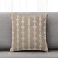 20" Taupe and White Cotton Throw Pillow With Embroidery