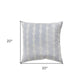 20" Light Blue and White Cotton Throw Pillow With Embroidery