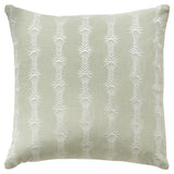 20" Green and White Cotton Throw Pillow With Embroidery