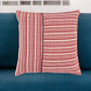 20" Red and Ivory Striped Cotton Throw Pillow