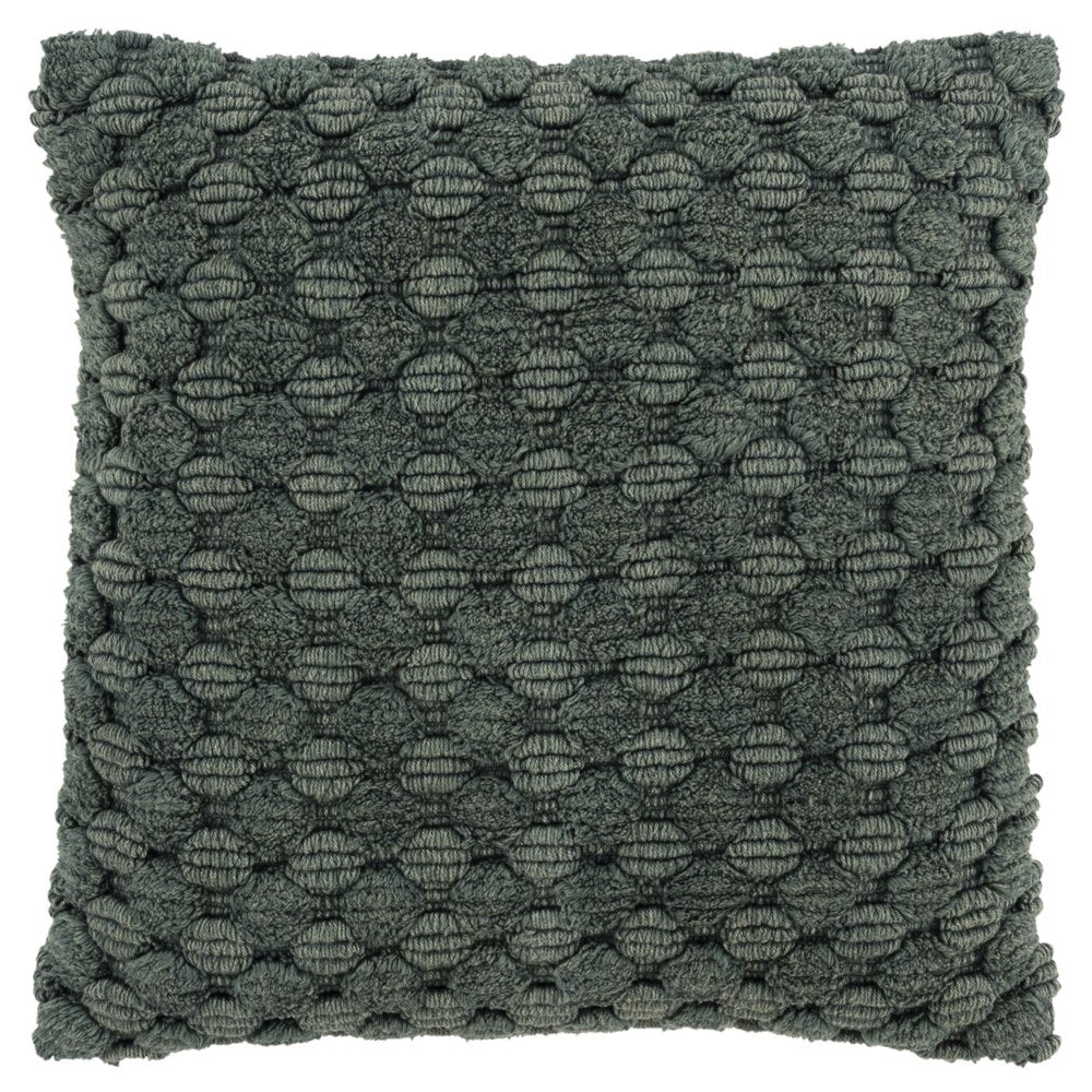 20" Dark Green Cotton Throw Pillow with Texture