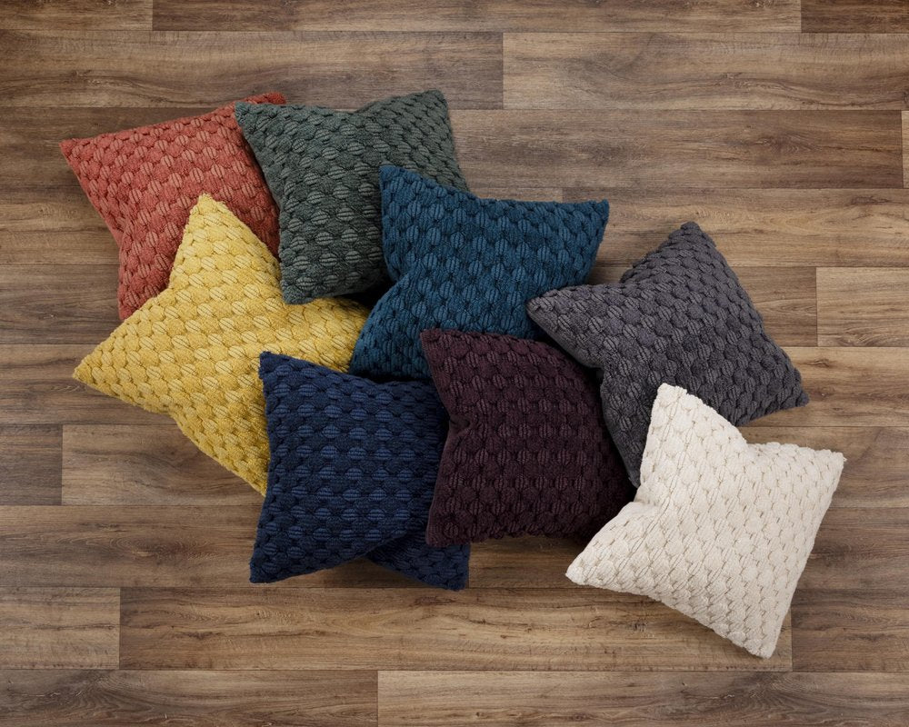 20" Dark Green Cotton Throw Pillow with Texture