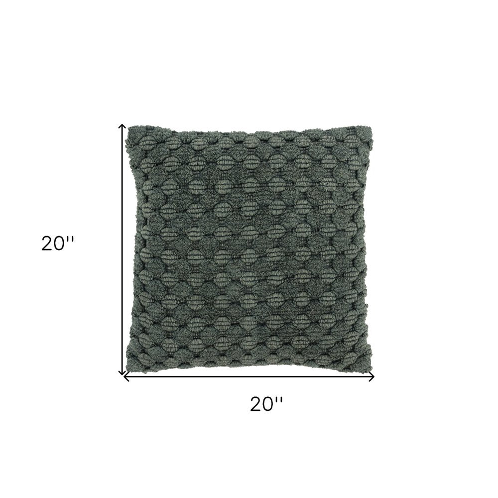 20" Dark Green Cotton Throw Pillow with Texture