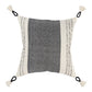 20" White and Black Striped Cotton Throw Pillow with Tassels and Texture