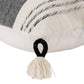 20" White and Black Striped Cotton Throw Pillow with Tassels and Texture