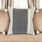 20" White and Black Striped Cotton Throw Pillow with Tassels and Texture