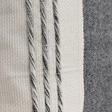 20" White and Black Striped Cotton Throw Pillow with Tassels and Texture