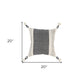 20" White and Black Striped Cotton Throw Pillow with Tassels and Texture