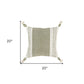 20" Green and White Color Block Cotton Throw Pillow With Tassels