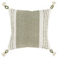 20" Green and White Color Block Cotton Throw Pillow With Tassels