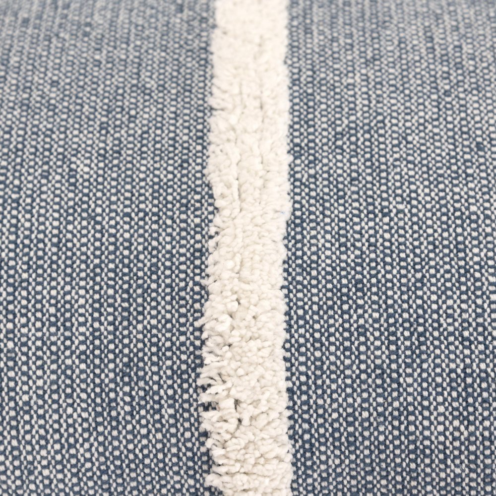 14" X 14" Blue and White Cotton Pillow With Tassels Edges