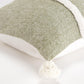 14" X 26" Green And White Lumbar Weave Cotton Throw Pillow with Tassels