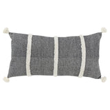 14" X 26" Black And White Weave Cotton Throw Pillow with Tassels
