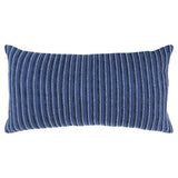 14" X 26" Blue Lumbar Striped Cotton Blend Throw Pillow