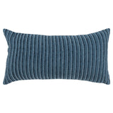 14" X 26" Blue Striped Cotton Blend Lumbar Throw Pillow
