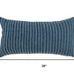 14" X 26" Blue Striped Cotton Blend Lumbar Throw Pillow