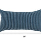 14" X 26" Blue Striped Cotton Blend Lumbar Throw Pillow