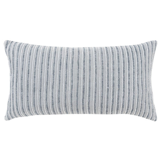 14" X 26" Gray Lumbar Striped Cotton Blend Throw Pillow