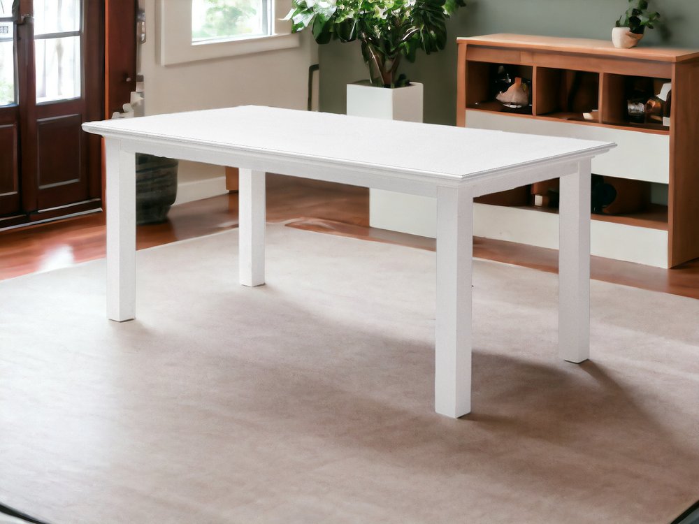 71" White Wood Dining Table