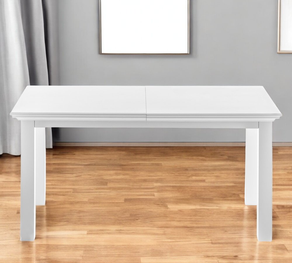 79" White Solid Wood Butterfly Leaf Extending Dining Table