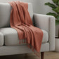 50" X 60" Burnt Orange Cotton Knitted Striped Throw Blanket with Tassels