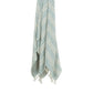 50" X 60" Light Blue And Ivory Striped Cotton Throw Blanket with Fringe