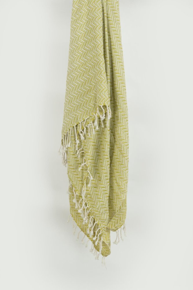 50" X 60" Green Cotton Woven Chevron Throw Blanket with Fringe