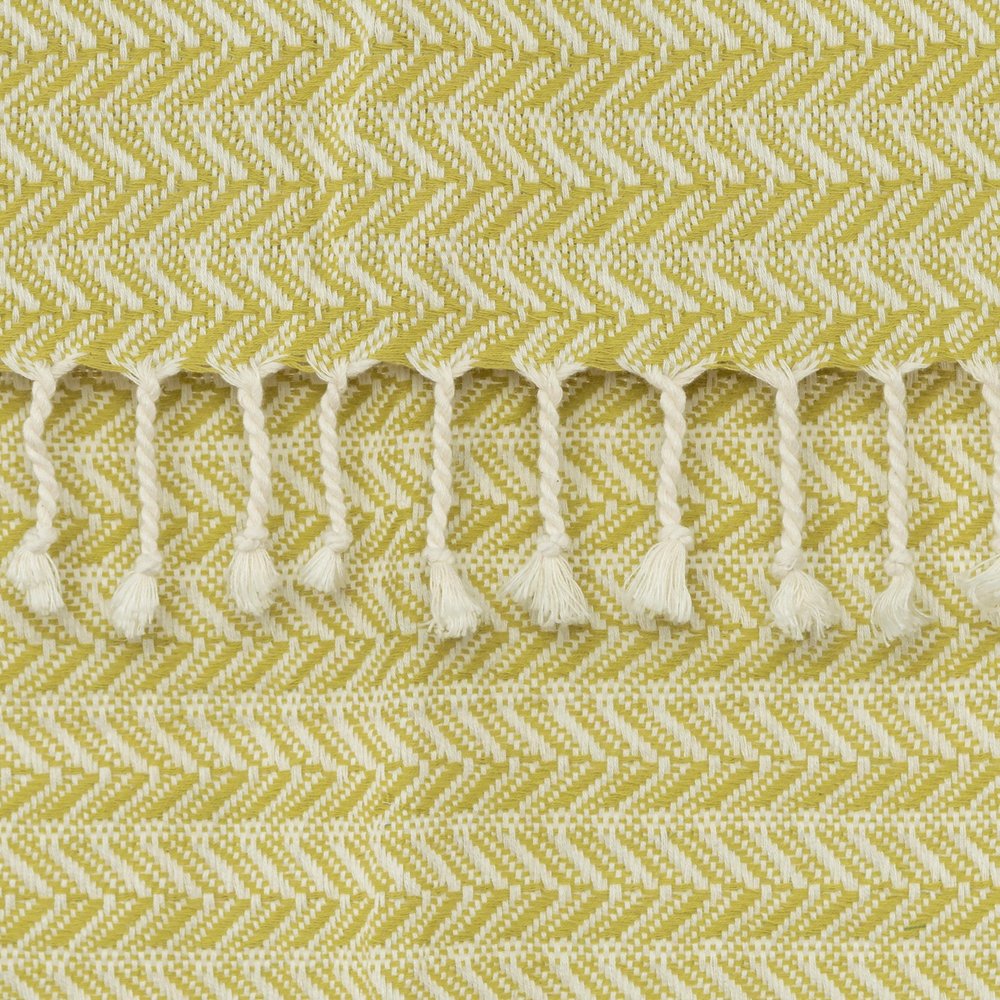 50" X 60" Green Cotton Woven Chevron Throw Blanket with Fringe