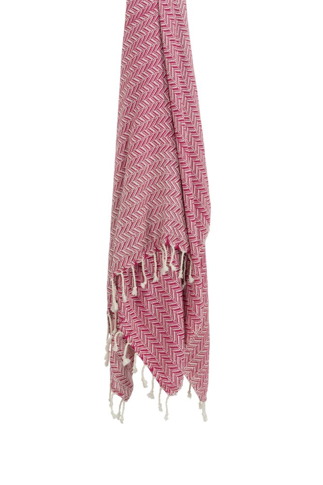 50" X 60" Hot Pink Cotton Woven Chevron Throw Blanket with Fringe