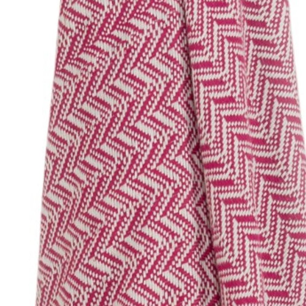 50" X 60" Hot Pink Cotton Woven Chevron Throw Blanket with Fringe