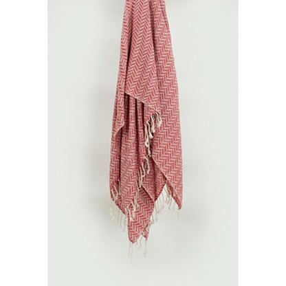 50" X 60" Red Cotton Woven Chevron Throw Blanket with Fringe