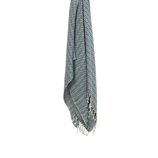 50" X 60" Gray Cotton Woven Chevron Throw Blanket with Fringe