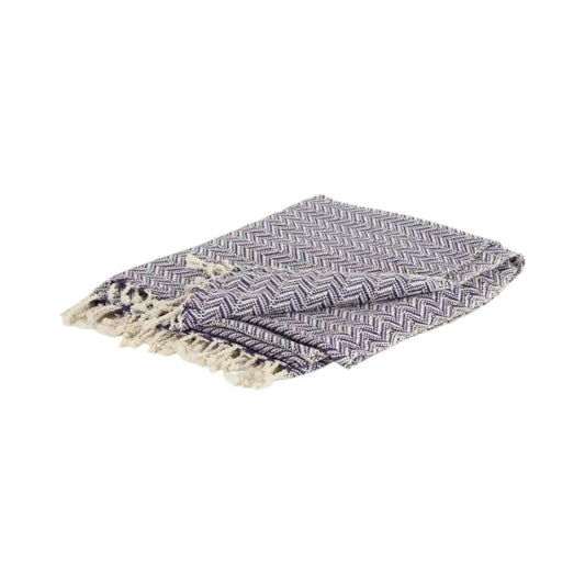 50" X 60" Purple Cotton Woven Chevron Throw Blanket with Fringe